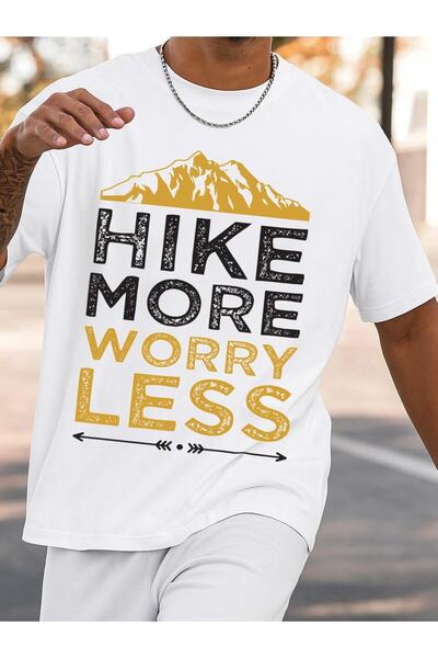 2mcup تي شيرت رجالي بتصميم "Hike More Worry Less Camping"، 180 جرام، 100% قطن...