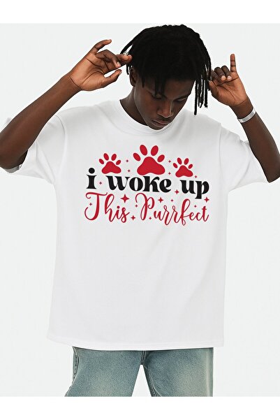 BASEPULSE تي شيرت رجالي مطبوع عليه "I Woof Up This Purrfect" بتصميم مرح، قميص...