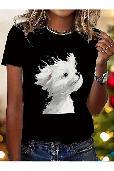 212Wear Women's & Unisex Cute Puppy Print T-Shirt - Soft Breathable Short Sle...