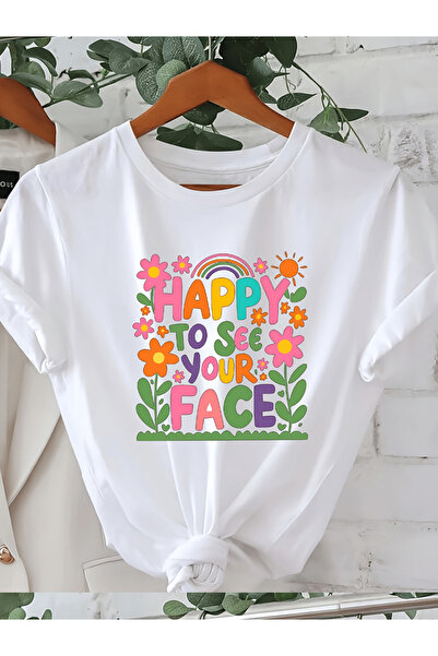 212Wear Nice to See Your Face Fish Graphic Print T-Shirt Crew Neck Casual Top...
