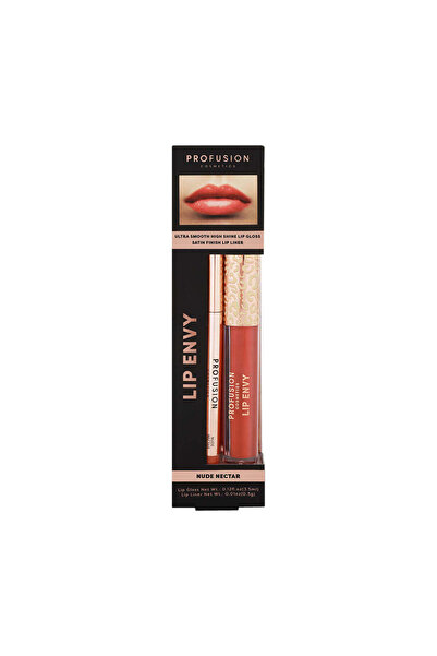 PROFUSION COSMETICS Set Lip Envy Nude Nectar, luciu de buze ultra neted și st...