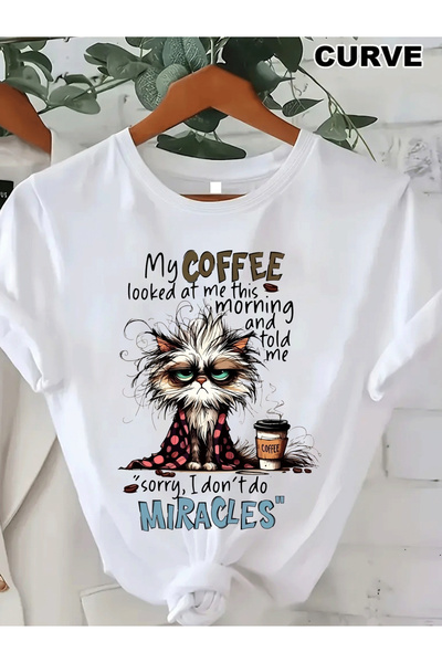 2mcup Fashionable Letters Anime Print Women'S Round Neck Pure T-Shirt with Ea...