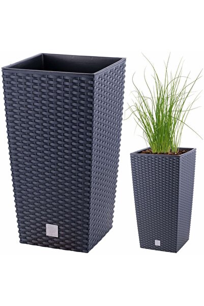 EDANTI Insert pentru ghiveci de grădină cu efect de ratan, 42 cm, Rato Square