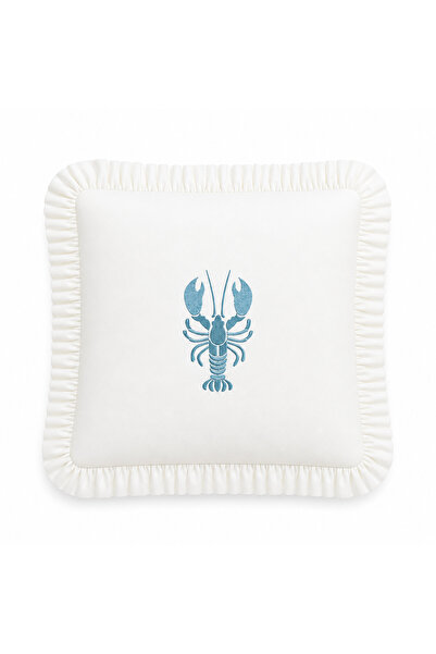 BELENAY Husă de pernă decorativă cu volane și broderie cu homar marin 45x45 cm