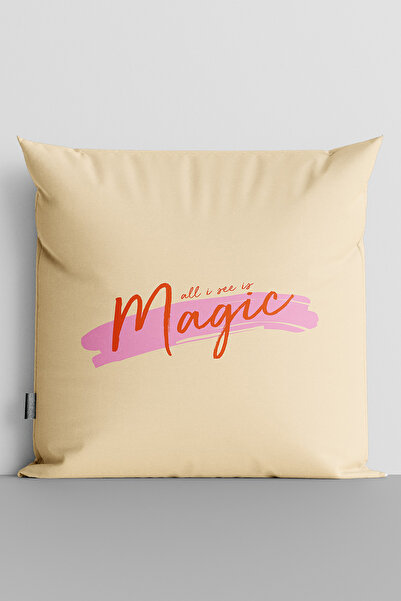 TicaretJet غطاء وسادة مطبوع رقميًا على الوجهين بعبارة "All I See Is Magic" - ...