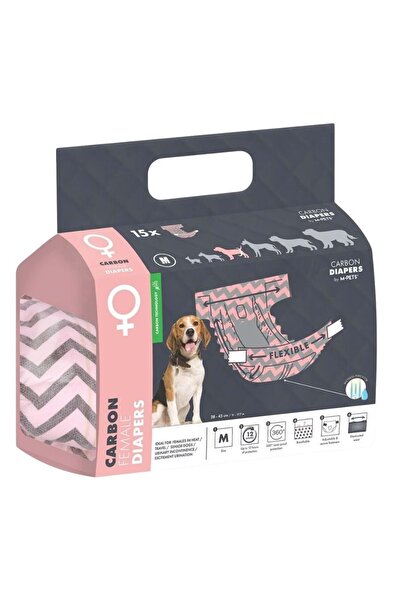 M-PETS Dişi Köpek Külot Bez Karbonlu (M) 15'Li
