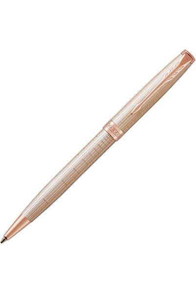 Parker Sonnet Ballpoint Pen, Silver and Rose Gold Plated Edge by Parker, Blac...