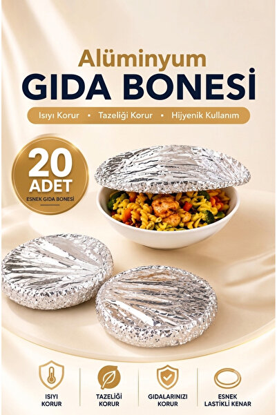 wappa 20 Adet Alüminyum Tabak Bonesi Tazeliği Koruyan Tencere ve Tabak Bonesi...