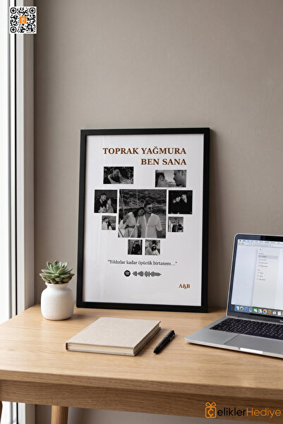 ÇELİKLER HEDİYE Kişiye Özel Spotify Barkodlu Fotoğraf Çerçevesi Sevgiliye Yıl...