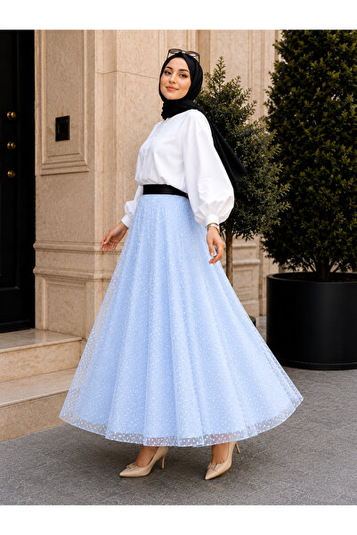 ELMODA Women's Polka Dot Tulle Mevlana Skirt