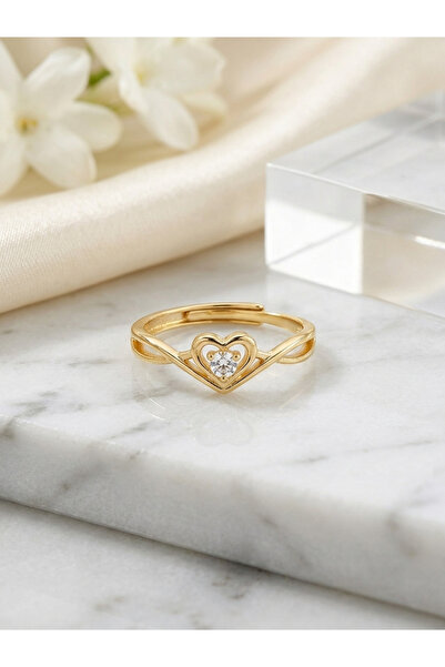 Evorya Women's Zircon Stone Heart Model Ring