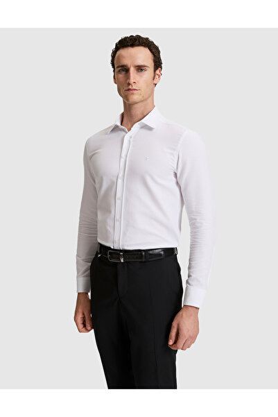 Pierre Cardin White Slim Fit Long Sleeve Shirt 50319944-Vr013