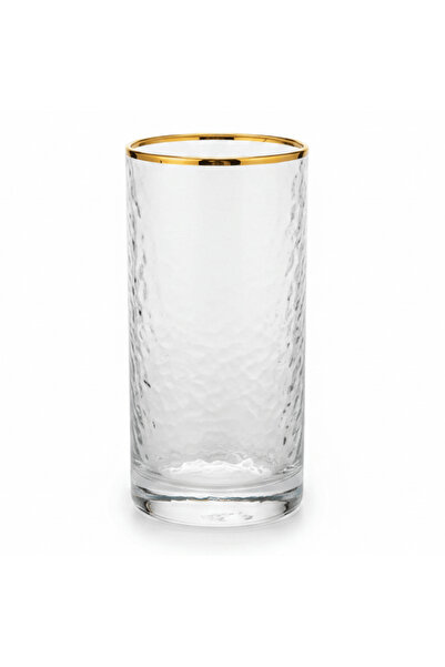AKDC Hammered Glass Tumbler with Gold Rim | 350 ml