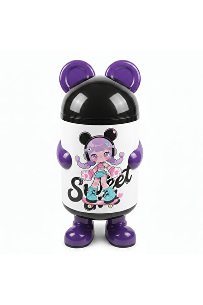 Italo Sweet Girl Cartoon Character Plastic Trash Can | 60 cm | White & Purple...
