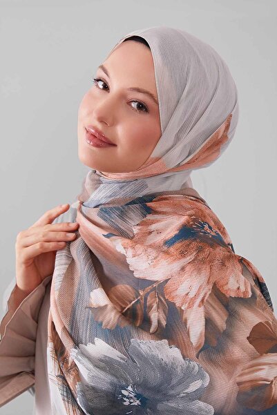 Levidor Gray Mixed Floral Pattern Cotton Shawl