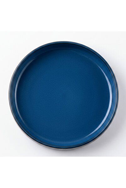 AKDC Navy Blue & Brown Round Reactive Glaze Ceramic Serving Plate 25 cm