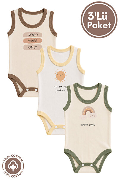 miniel organic Unisex 100% Organic Cotton Good Vibes Printed 3-6-9-12 Months ...
