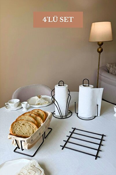Edora Home Set of 4 Black Rectangular Bread Baskets, Upright Paper Towel Hold...