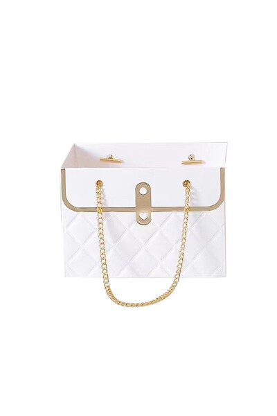 OEM Top Bottom Set of 4 White Paper Bags on Chain 15x10x10.5 cm