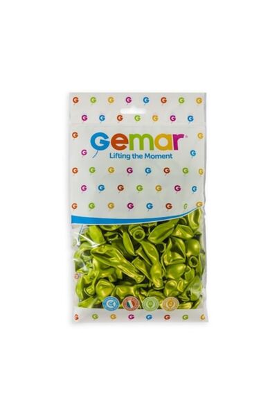 GE.MA.R srl - Italy Set de 100 baloane din latex, AM50, Verde deschis metalic