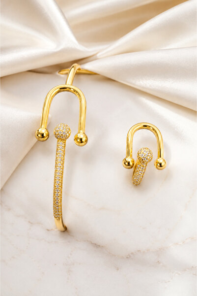 essentialneedforall Adjustable Luxury hand bangle with ring Set for women