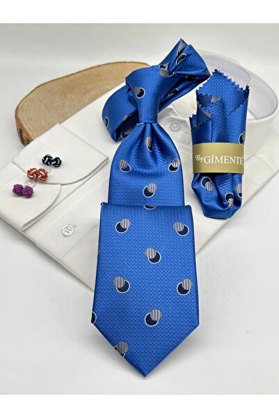 Gutiero Classic Tie with Blue Polka Dot Handkerchief