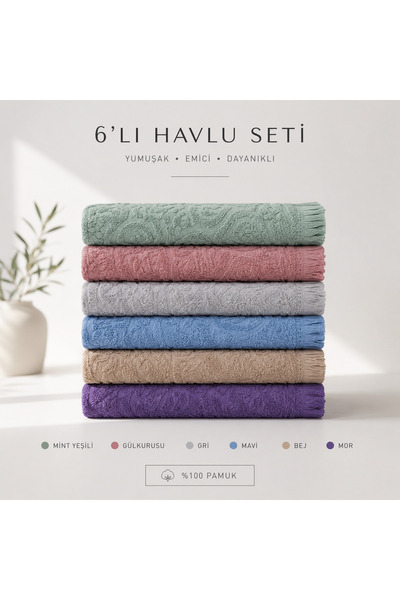 Vivesta Home Set de 6 prosoape de bucătărie din bumbac 30x50 cm, prosop de us...