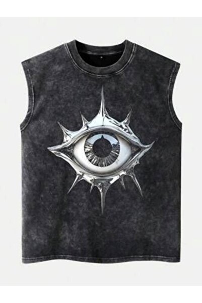 bellanova Street Style Anthracite Washed 100% Cotton Oversize Cut Tank Top