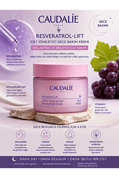 Caudalie Resveratrol-Lift Skin Renewing Night Care Cream 50 ml - Firming and ...