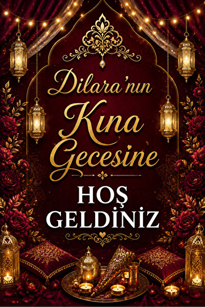 lagun reklam Kına Gecesi Hoş Geldiniz Brandası – Kişiye Özel Vinil - Branda -...