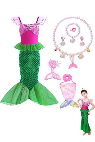 GGEROU Little Girls Mermaid Princess Costume Party Dress For Kids Mermaid Cos...