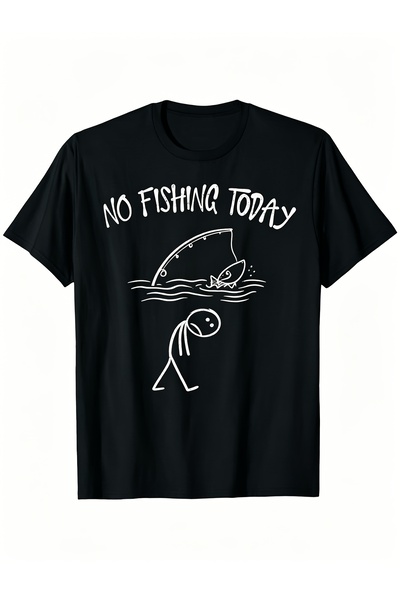 23 nisan Men's Pure Cotton T-shirt with a Fun Fishing Doodle Print, Summer Me...