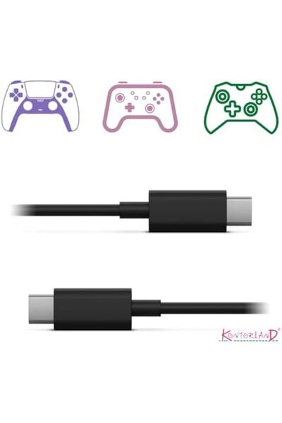 Yıldızan ylz shop Gaming Type-C to Type-C Kablo - Siyah 1.5 Metre | Xbox, PS5 Gamepad ve Akıllı Telefonlar iç