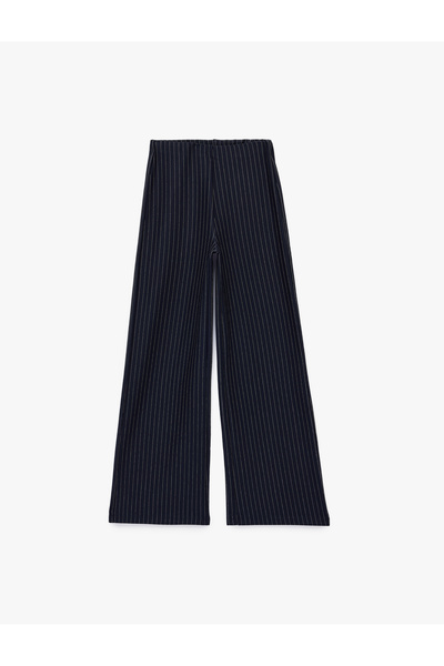 Koton Viscose Blend Wide Leg Striped Palazzo Trousers