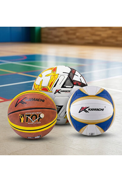 Kamachi 3'lü Avantajlı Spor Seti - El Dikişli Futbol, Basketbol ve Voleybol Topu