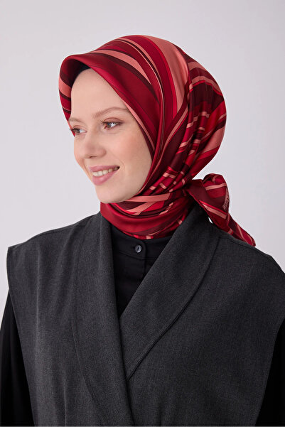 Belli وشاح من الحرير المزخرف بنقشة التويل 4311D نمط مختلط 06-أحمر داكن-مرجاني...