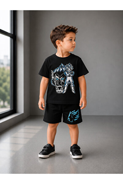 Eşofmancım Boy's Summer Sweat-Proof Combed Cotton Suit with Shorts