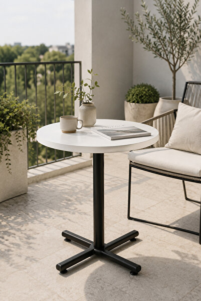 VİLİNZE Payas Metal Ayak Mutfak Bahçe Balkon Bistro ve Cafe Masası 70x70 Cm