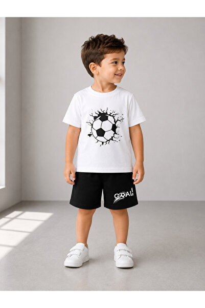 Eşofmancım Boy's Summer Sweat-Proof Combed Cotton Suit with Shorts