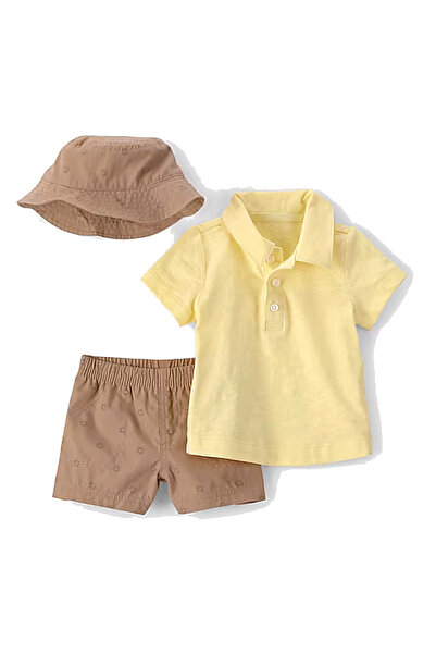 Carters Baby طقم شورت صيفي للأولاد الصغار من كارترز مكون من 3 قطع مع قبعة