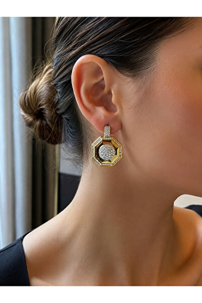 ANKA JEWELLRY أقراط نسائية من الفولاذ مرصعة بحجر الزركون ثماني الأضلاع