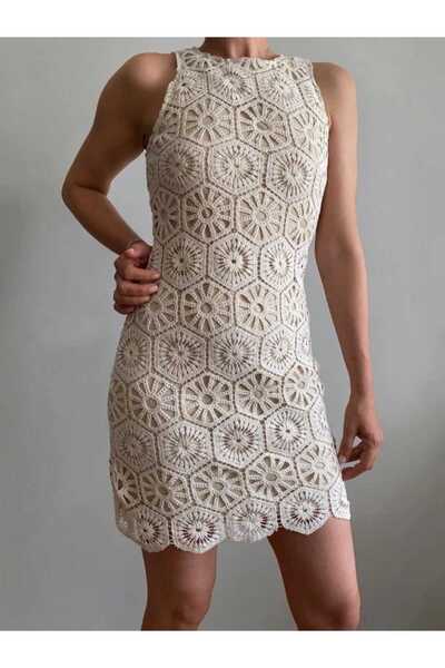 FK PYNAPPEL Crochet Mini Ecru Dress