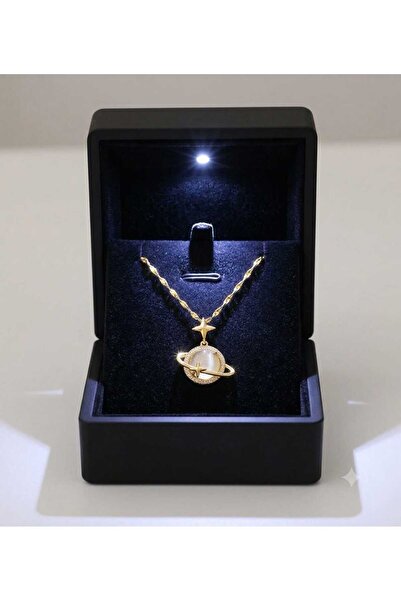 HKN AVM ACCESSORİES Işıklı Hediye Kutulu Opal Taşlı Çelik Kararmaz kolye doğum Günü Hediyesi Sevgilier Günü Hediyesi advent calendar