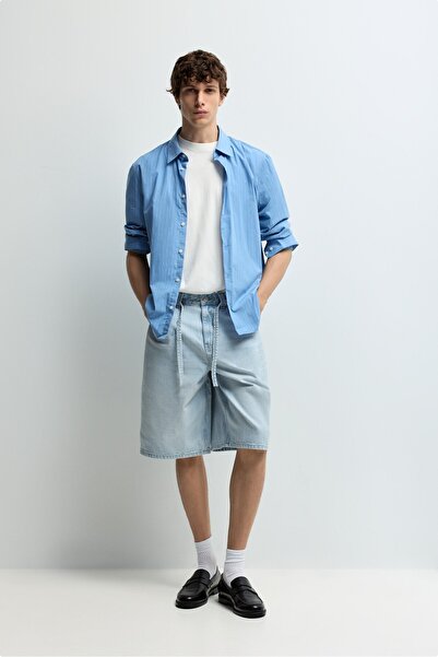 LEFTIES Baggy fit denim bermuda şort