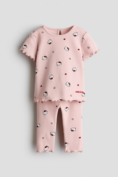 H&M 2 Parçalı Pamuklu ve Baskılı Set