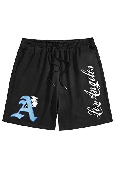 COZYWEAR Los Angeles Printed Black Shorts