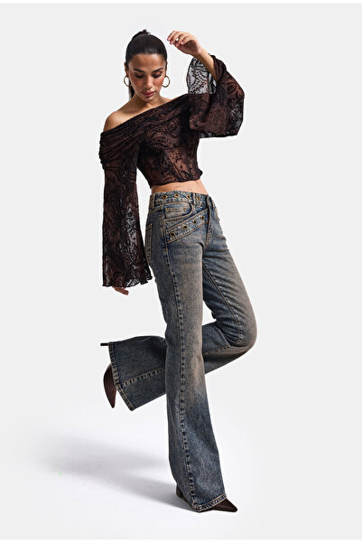 it's basic Kadın Tint 4w6-9 Flare Fit Komfort Kumaş Tasarım Denim Jean