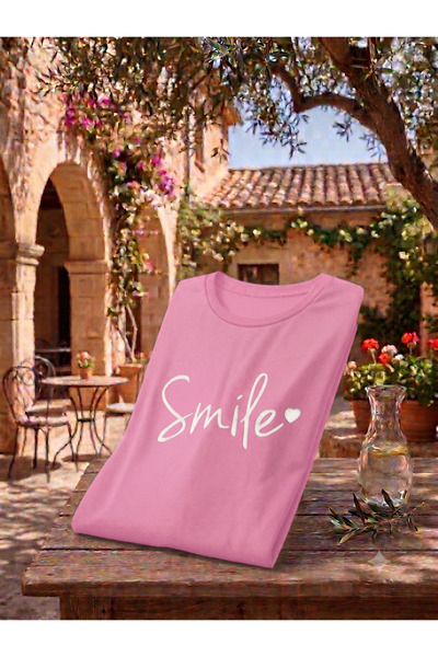 KOZAİ OUTDOORS Women's Smile Printed Oversized Crew Neck T-Shirt