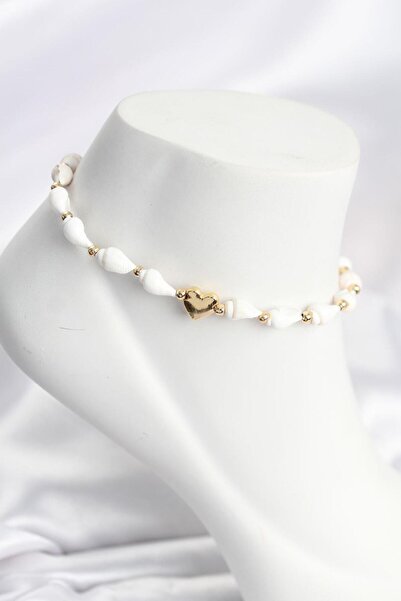 YİĞİTKARANAKSESUAR Sea Shell Model Heart-Detail Anklet