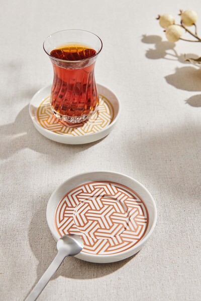 Paşabahçe Copper Geo Porcelain Tea Plate, Tea Plate, 1 Piece